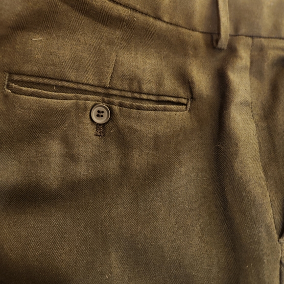 Primark Olive Green Men's Linen & Cotton Slim Cut Single Breasted Suit Size 46R - Picture 13 of 16